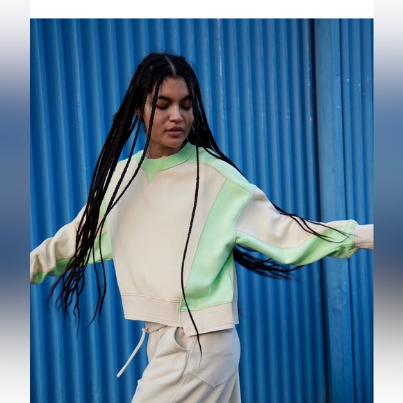 FP Movement by Free People Tops - FP Movement Intercept Colorblock Pullover in Sesame Limezest